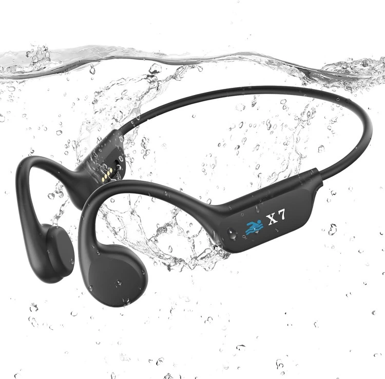 هدفون شنا x7 - هدفون هدایت استخوانی، پخش کننده MP3 داخلی ضد آب IP68 با حافظه 32 گیگابایت، هدفون شنا در زیر آب، هدفون بی‌سیم بلوتوث 5.3، مناسب برای دویدن، دوچرخه سواری (مشکی)