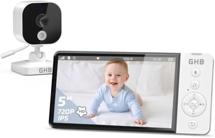 دوربین کودک GHB ABM700 | مانیتور ۵ اینچ HD، وای فای داخلی، دید در شب، چرخش