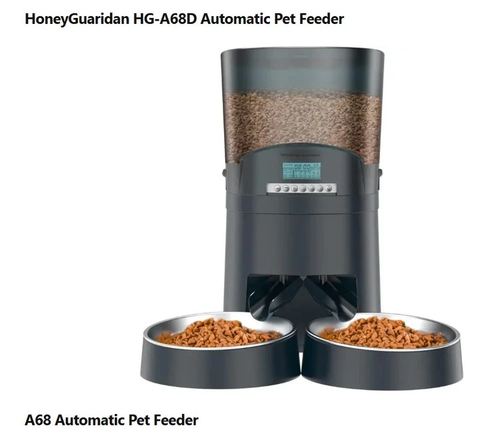 غذادهنده اتوماتیک دو ظرفه HoneyGuaridan A68D با ظرفیت 7 لیتر، قابلیت زمانبندی غذا، ضبط صدا و کنترل هوشمند. دارای تخفیف به دلیل خط و خش جزئی.