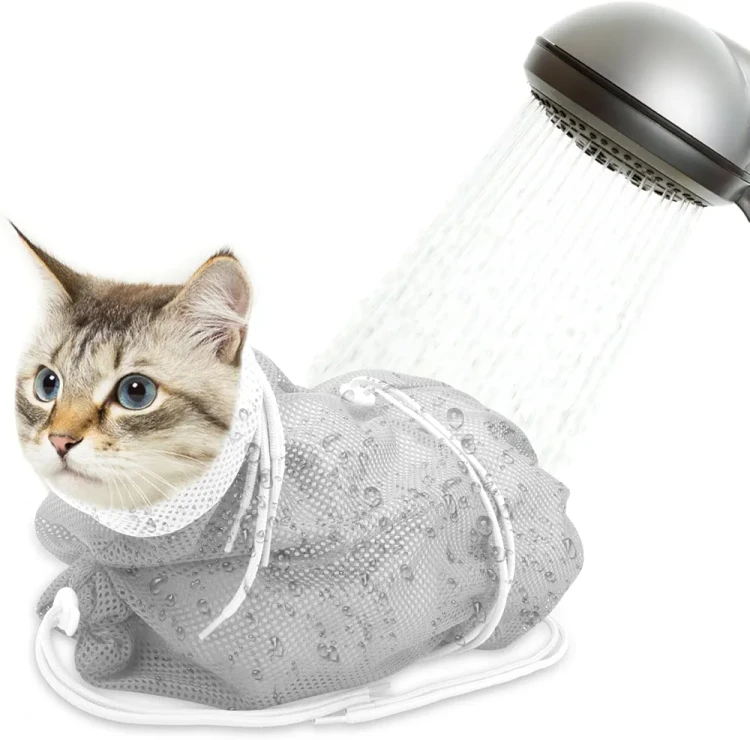 کیف حمام و نظافت گربه Catcan | کیسه شستشو و اصلاح ناخن با توری تنفس‌پذیر و ضد خش