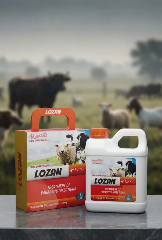 سوسپانسیون خوراکی ضد انگل لوزان (Lozan) ۱ لیتری | اکسی‌کلوزاناید + لوامیزول | ساخت ویتنام