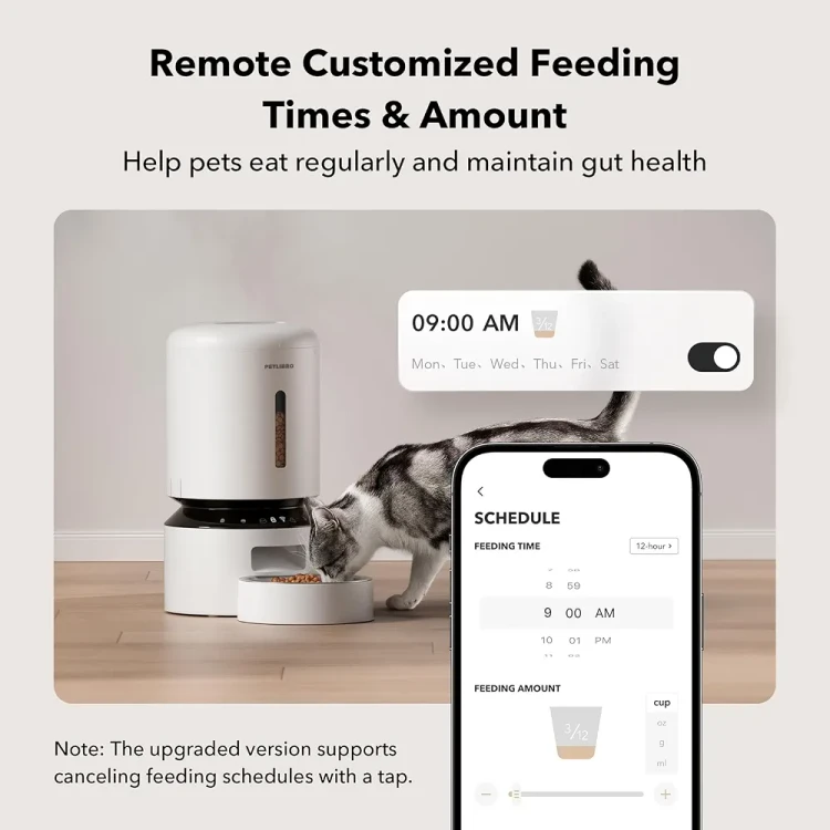 غذادهنده اتوماتیک گربه PETLIBRO PLAF103 | مخزن غذای خشک هوشمند با WiFi، کنترل اپلیکیشن و کاسه استیل