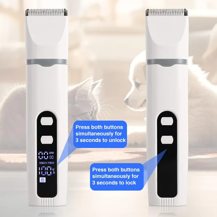 ماشین اصلاح حرفهای سگ و گربه با نمایشگر LCD، شارژ USB، سرعت ۷۰۰۰ دور و ۶ شانه