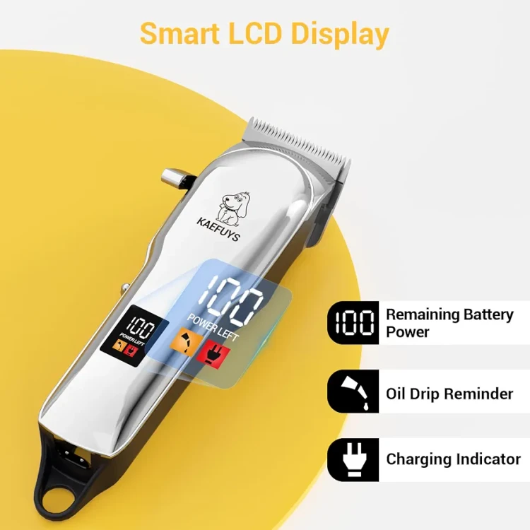 ماشین اصلاح حرفهای سگ و گربه با نمایشگر LCD، شارژ USB، سرعت ۷۰۰۰ دور و ۶ شانه اصلاح