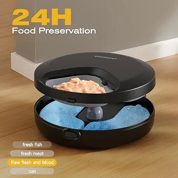 غذادهنده اتوماتیک سگ و گربه GROOKPER، غذای تر و خشک، تایمر قابل برنامهریزی و محفظه خنککننده