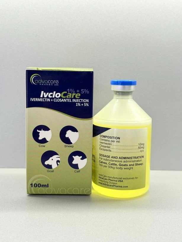 محلول تزریقی ایوکلُوکِر IvcloCare ضد انگل گاو و گوسفند | حاوی ایورمکتین و کلوزانتل