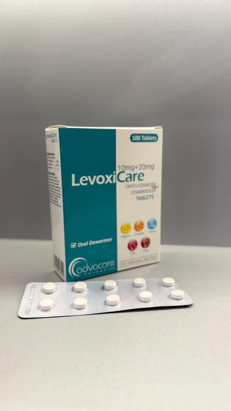 قرص ضد انگل دامی LevoxiCare | حاوی اکسیکلوزاناید و لوامیزول ۱۰+۲۰ میلیگرم | ۱۰۰ عددی